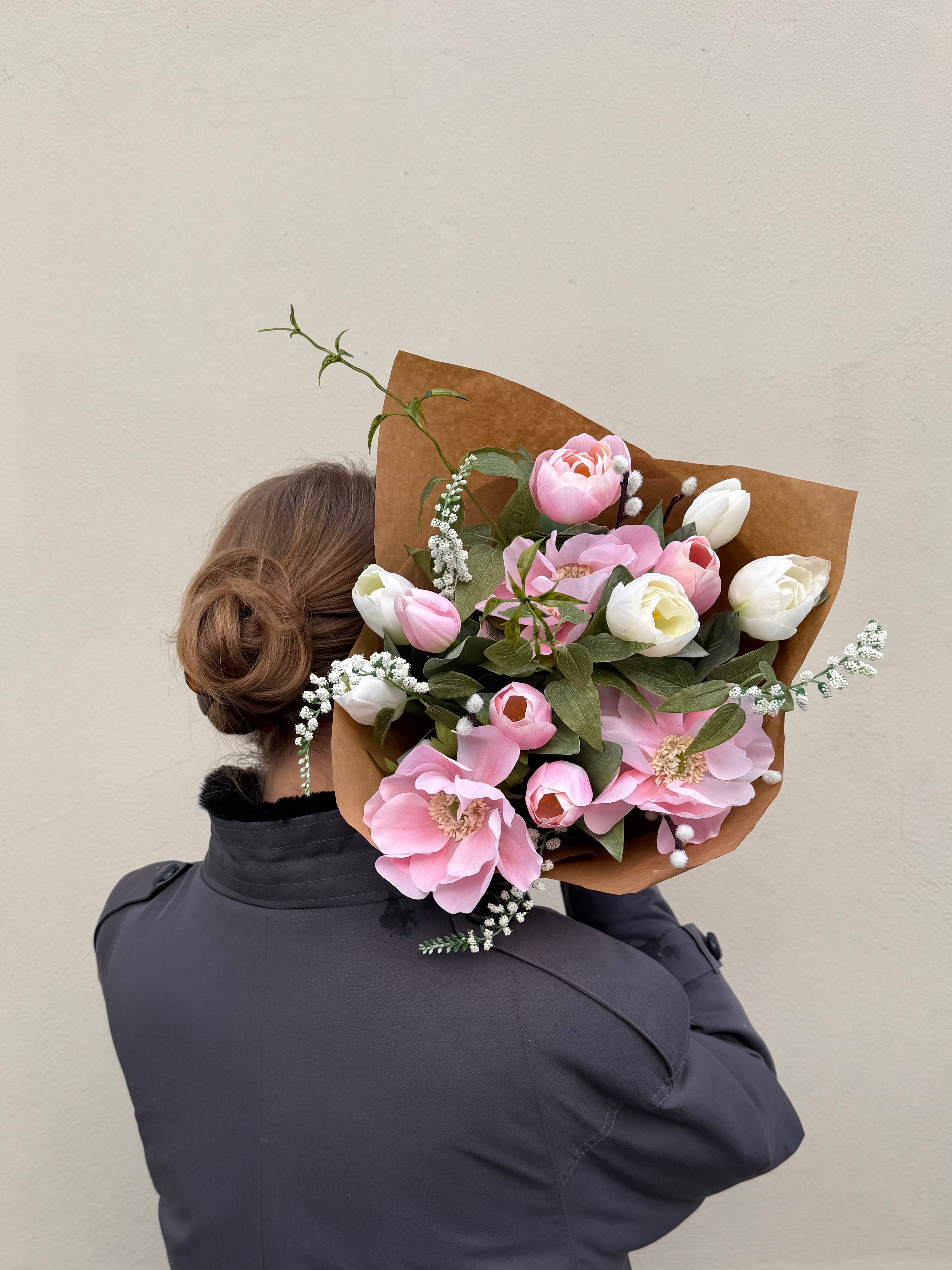 Anemonbukett - Ljusrosa/Vit