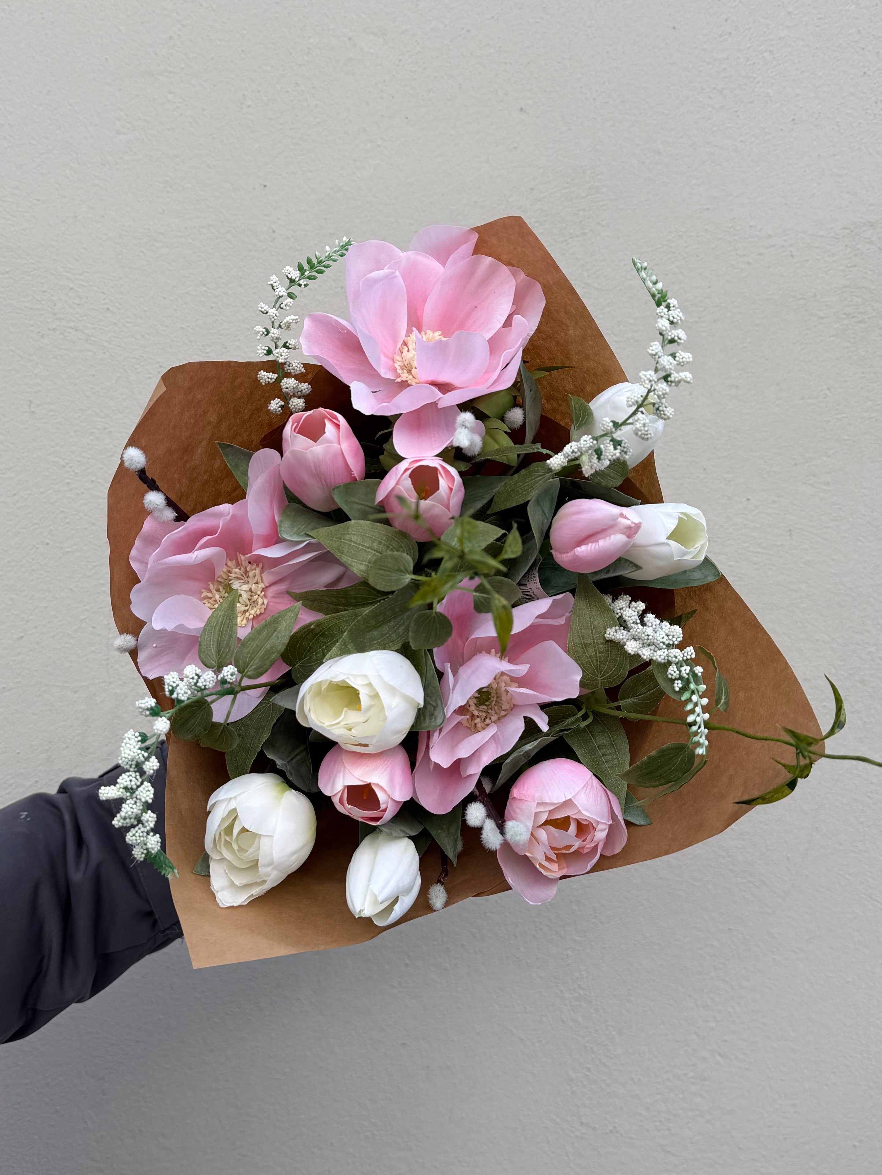 Anemonbukett - Ljusrosa/Vit