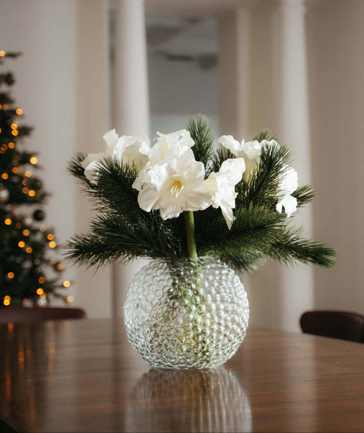 Amaryllis bouquet white, 75 cm